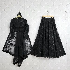 Glamorous Black lace Lehnga